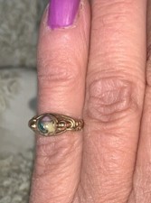 Handmade Wire Wrapped Ring Cloisonn  Size 3.75 Gold Tone