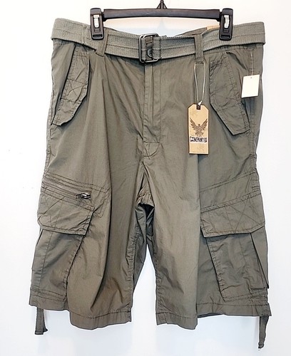 (2 Pares) Pantalones Cortos Carga Company 81 Caqui Beige y Verde Bolsillos Grandes Para Hombre 34"x12" - Imagen 7 de 12