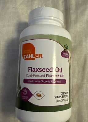 Zahler Organic FlaxSeed Oil 1 000 mg 90 Softgels Dairy-Free, Gluten-Free, GMP