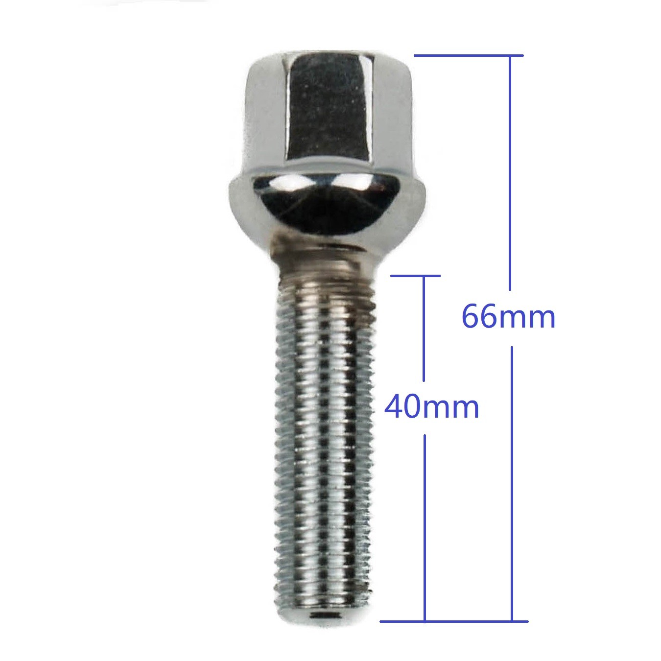 20 PCs Chrome M12x1.5 Ball Seat Wheel Lug Bolts 40mm/1.55" Shank For