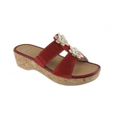Dr SCHOLL ciabatte zeppa sughero DOMILLA pelle camoscio ROSSO plantare  memory | eBay