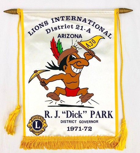1972 Lions Intl Club Banner Flagge Arizona AJO D21A Dick Park Governor *Pb
