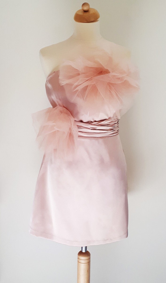 ★Rose Frantz★ Back Ribbon Mini Dress (2色) New Zara 1971/192 Pink Strapless Mini Dress Tulle Flower