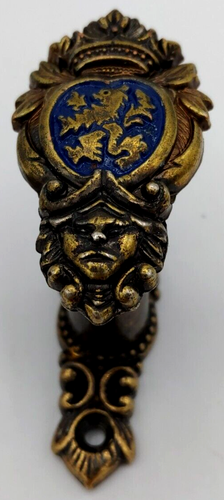 Blue Lion's Crest Pewter Gold Finish Sword Decorative Hanger NOS Set of 2 - Picture 4 of 10