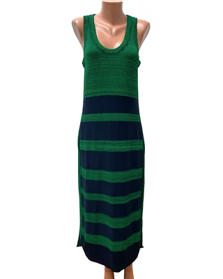 SPORTMAX Gr. S / M Damen Kleid Strickkleid Midi Wadenlang Grün Navy Blau - Bild 1 von 4