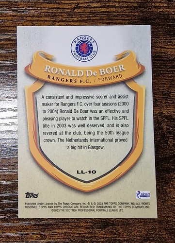Topps Chrome Spfl 2022-23 League Legends Ronald De Boer Rangers - Picture 2 of 2