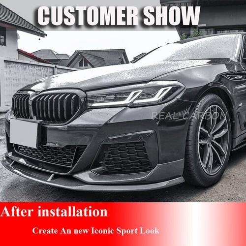 Divisores de labios de parachoques delantero de fibra de carbono aptos para BMW G30 M550i LCI M Sport 2021UP - Imagen 5 de 15