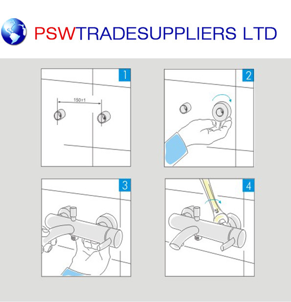 Round Shower Bar Mixer Valve Wall Surface Bracket Easy Fixing Kit Bath