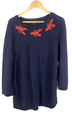 Talbots Damen Pullover Pulli Baumwolle/Rayon Cancer Navy Blau Gr.XL