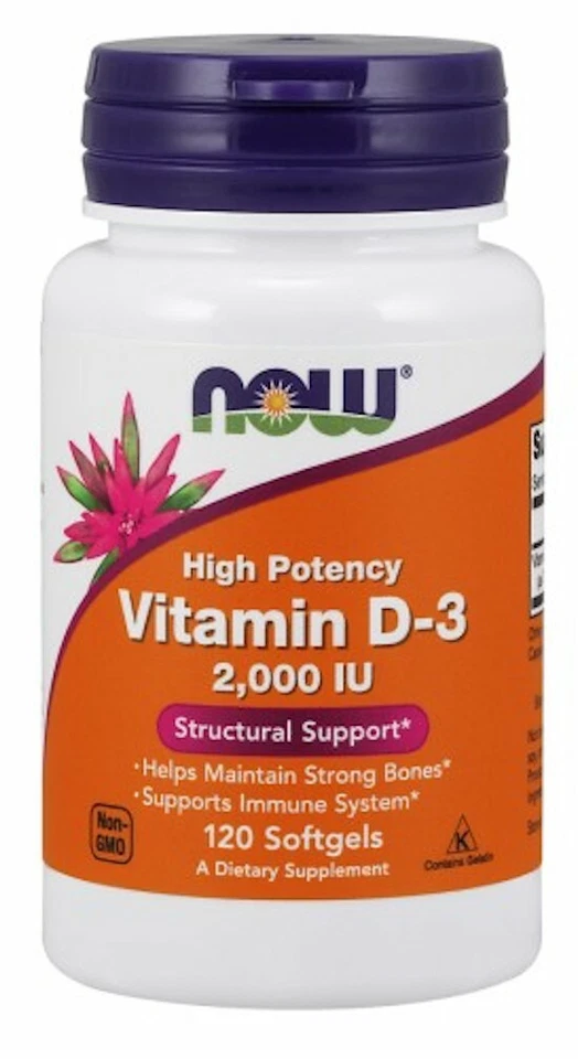 NOW FOODS, VITAMIN D3 2000IU Immunsystems Knochen 120 Weichkapseln SUPER PREIS - Bild 1 von 1