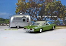 1970s Family 4 Door Sedan Vintage Airstream Camper Trailer Model Set 1/64 Scale