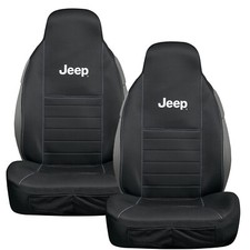 New Jeep Black 2 Front Car Truck Suv Van Bucket Seat Cover White Lettering Jeep