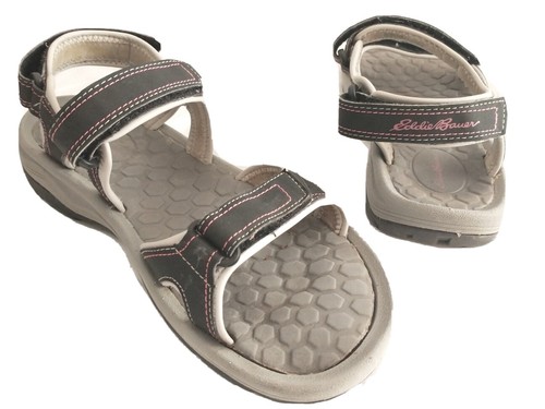 Eddie Bauer Sandals Women's Size 9 Open Flip Flops Adjustable Straps Black  Pink | eBay