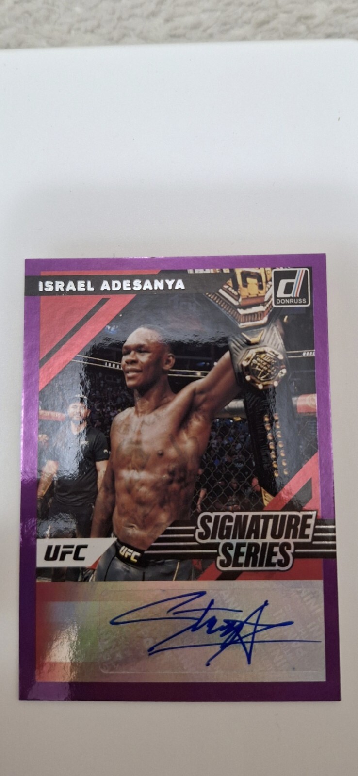 2022 Donruss UFC Israel Adesanya Purple Signature Series Autograph