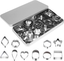 Stainless Steel Cookie Cutter Set - 30Pcs Multi Shapes Kit with Small Circle