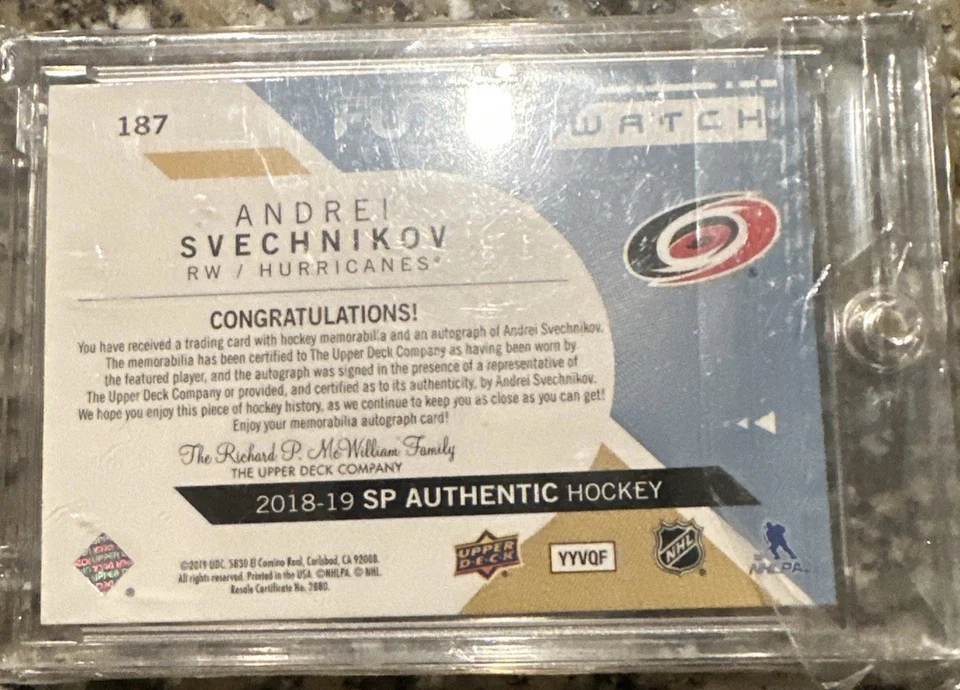 ANDREI SVECHNIKOV 2018-19 SP Authentic Future Watch Rookie Auto Patch #/100 RC - Image 2 of 2