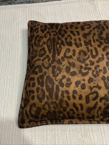Black And Brown Cheetah Leopard Print Pillow 16” X 16” Square Faux Skin New - Picture 10 of 14