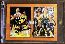 MAGIC JOHNSON/LARRY BIRD 1993 NBA Hoops Auto Autograph Card w/ Stamp