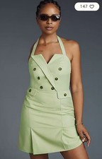 Walter Baker Anthropologie Nichelle Halter Mini Dress Parsley Sz 8  $288 Current