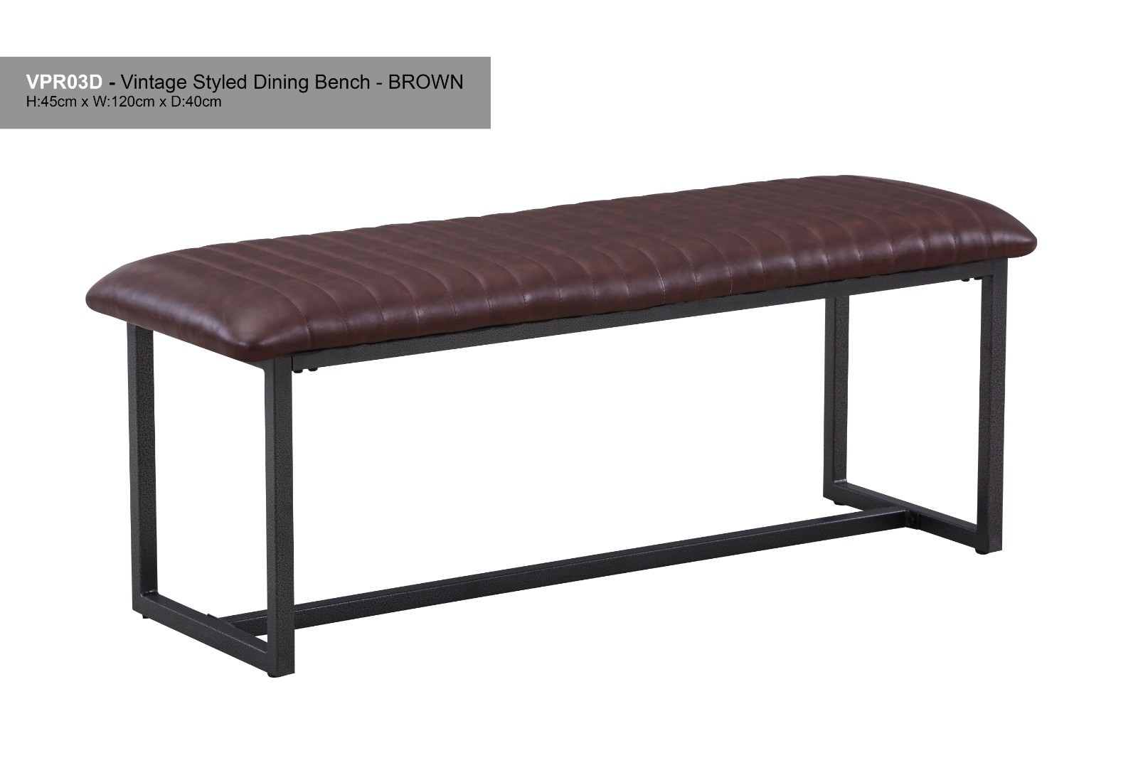 Baumhaus Vintage Styled Brown PU Leather Dining Bench (VPR03D) SRP £165