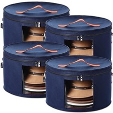 4 Pack Large Round Foldable Felt Hat Box for Women Storage 17 x 10 B0CX8CXZMK