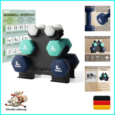 Ergonomisches Kurzhantel-Set mit Neopren   6 Gewichte für Fitness zu Hause