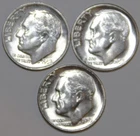 (3) Roosevelt Dimes - 1955D 1955P 1955S - #0512E