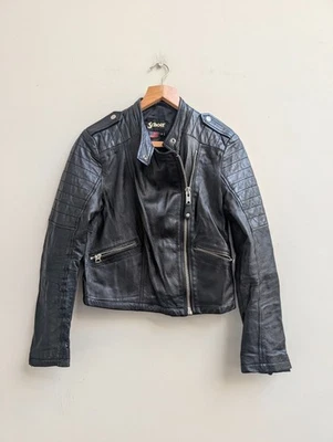 Chaqueta de motociclista/motocicleta de cuero de piel de cordero Schott NYC de colección para damas - Motociclista LCW - Imagen 1 de 4