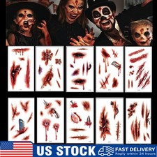 10-30 Sheets Zombie SFX Makeup Scar Tattoo Stickers for Halloween Cosplay Party