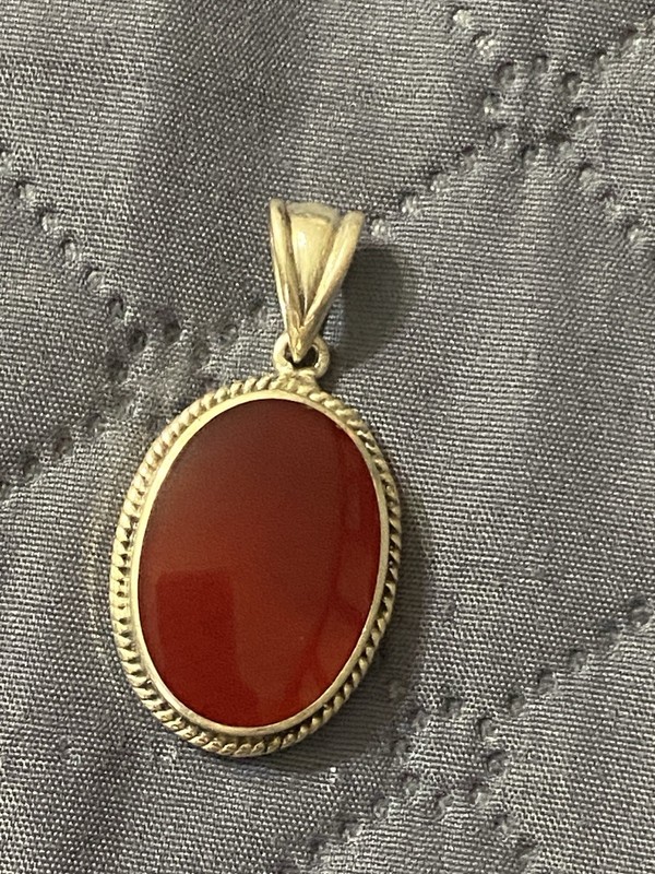 Vintage Sterling Silver Large Red Jasper Stone Pendant Southwestern