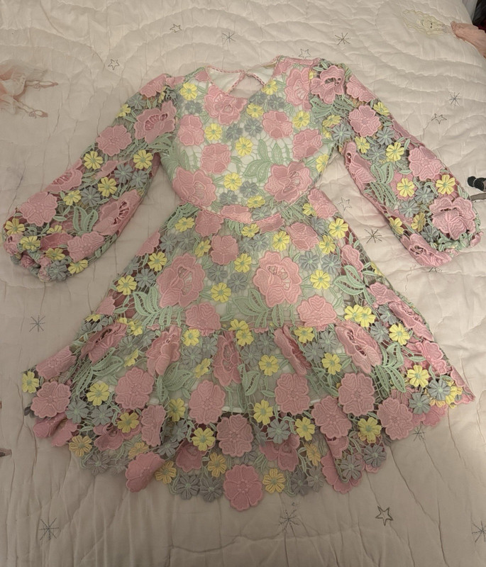MARLO Girls Fit & Flare Floral Lace Long Sleeve Dress 9-10Y Party Formal