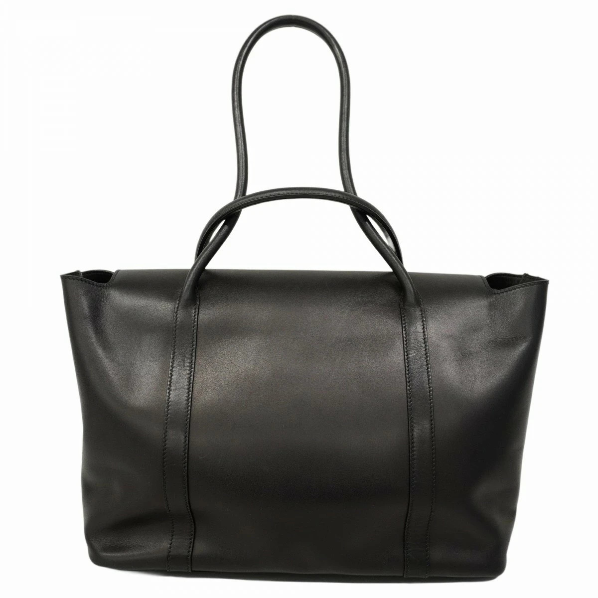 Hermes Initial Hand bag One Shoulder Vau Gariber Black Silver