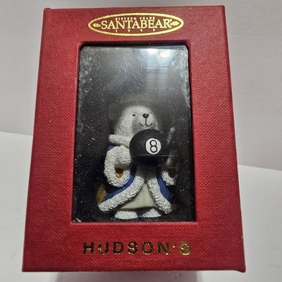 Santa bear''1999''fifteen Years Hudson's Bear In blue jacket Christmas Ornament 