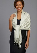 Silver Pashmina Shawl Wrap Scarf