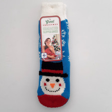 Great Christmas Womens Snowman Slipper Socks Fuzzy Fleece Holiday Non Skid S/M