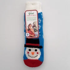 Great Christmas Womens Snowman Slipper Socks Fuzzy Fleece Holiday Non Skid S/M