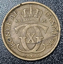 1925 Denmark Danish One 1 Krone - Lamination Error BKD12