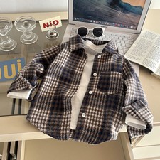 New Autumn Kids Plaid Shirt Long Sleeve Jacket Casual Tops Boys and Girls