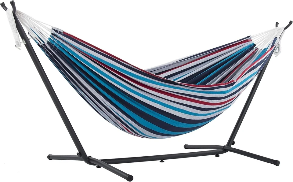 Double Cotton Hammock with Steel Stand - 450 lb Capacity - Image 4 of 4