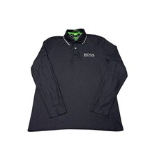 BOSS Hugo Boss Mens Plley Pro Long Sleeve Polo Shirt Black Modern Fit XL