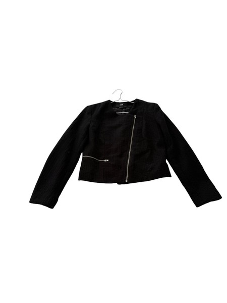 H and M Womens Size AUS 10 Black Knit Jacket Blazer Coat Good Condition