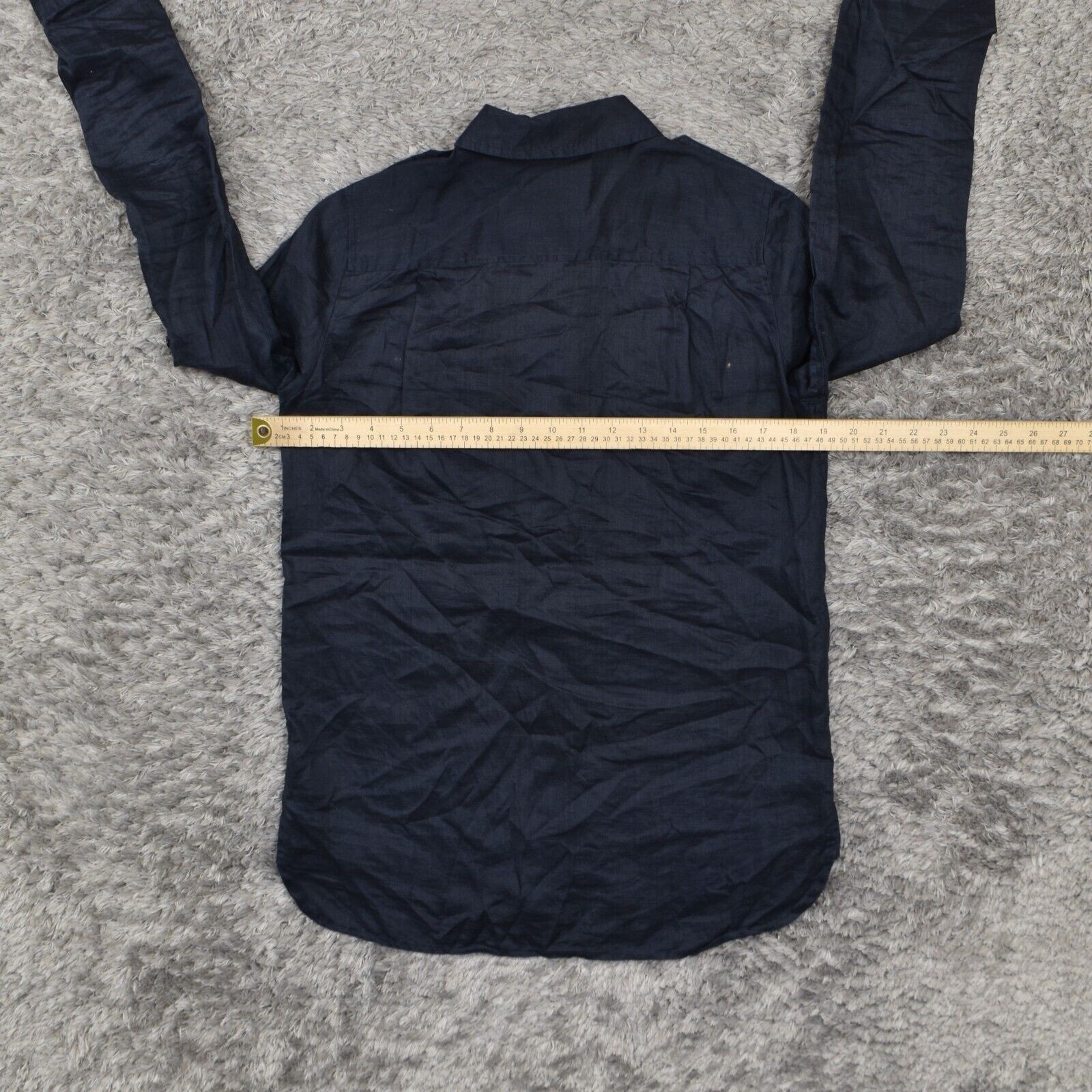 Michael Kors Women's Size XS Button Up Long Sleeve Blue Solid Ramie Collared Reg thumbnail 4