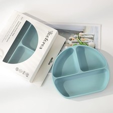 Silicone Baby Plate W/Suction Base Divided Toddler Plate Feeding Tray US Stock
