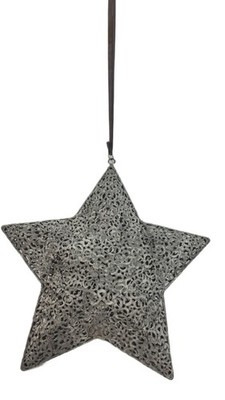 Großer 3D Metall Stern Hängeschmuck 30cm silber filigran rustikal Weihnachtsdeko