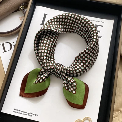 100% Mulberry Silk 20'' Small Square Scarf Women Vintage Neckerchief Wrap