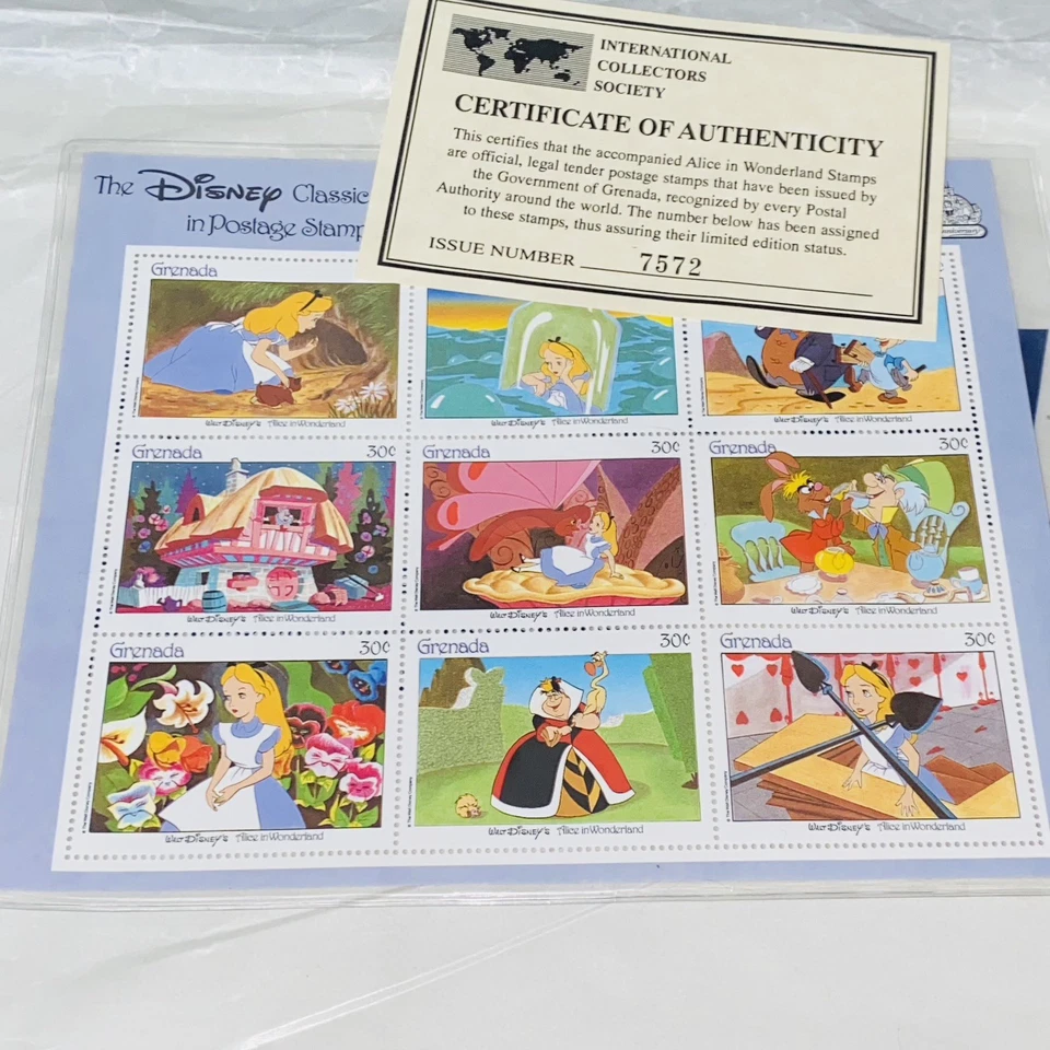 Selos vintage da Disney com certificado de autenticidade - 9 conjuntos! Dálmatas Alice Peter Pan Ect - Imagem 4 de 4