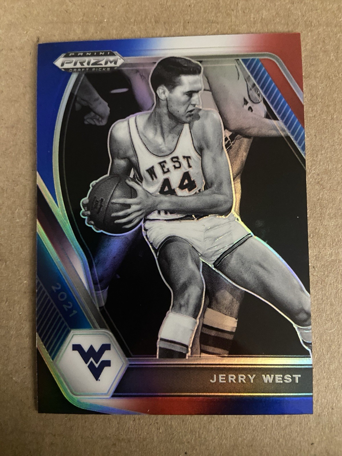 2021-22 Panini Prizm Draft Picks Red White & Blue Prizm Jerry West #100 HOF