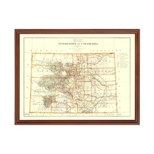 Old Map of Colorado 1876 - Vintage Colorado Art