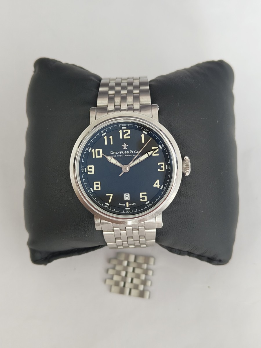 Dreyfuss and Co DGB00152-19 Mens 1924 Silver Steel Bracelet Watch