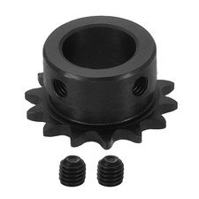 25 Chain Roller Sprocket 15mm Bore, 14 Tooth with Set Screws, Black